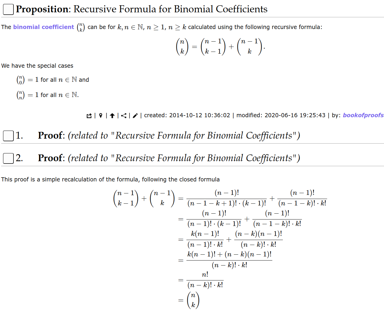 Binomial Coefficients